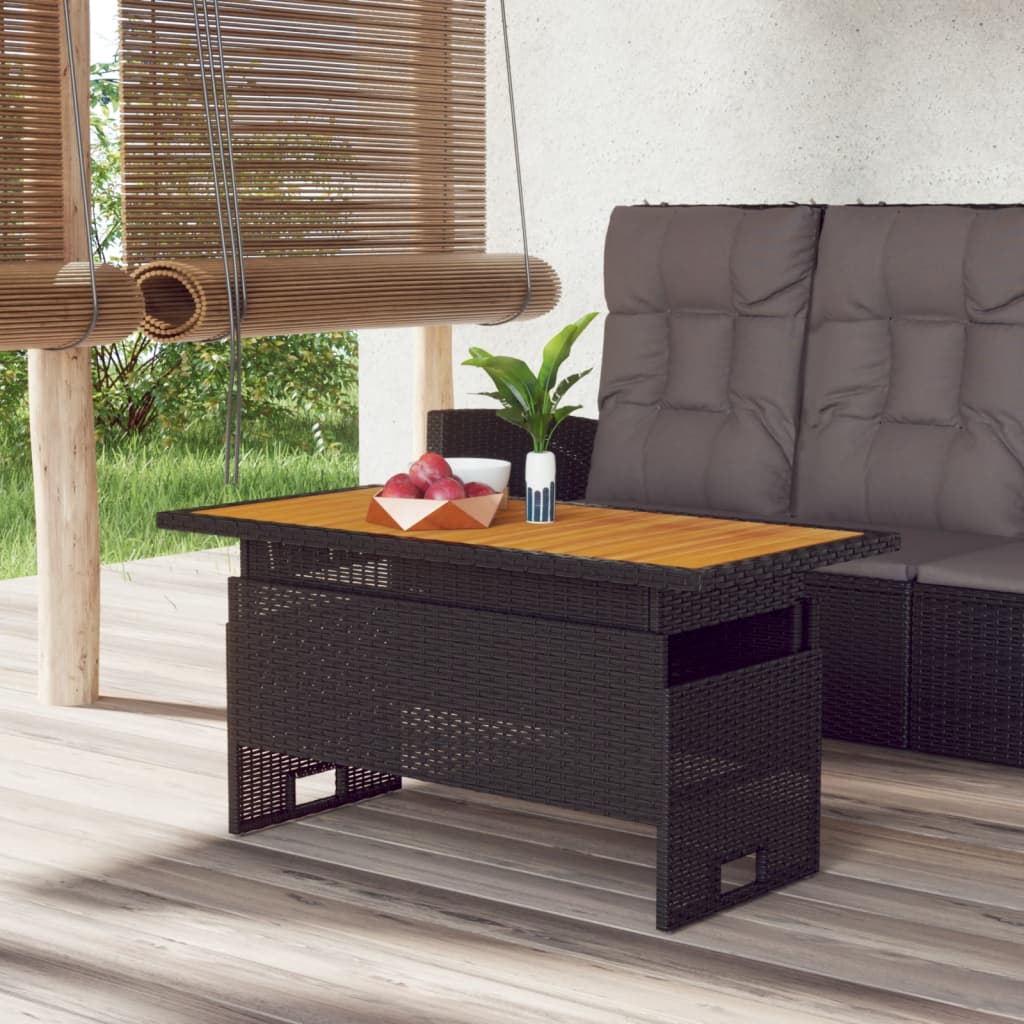 Hagebord Svart 100X50X43/63 Cm Heltre Akasie Og Polyrotting