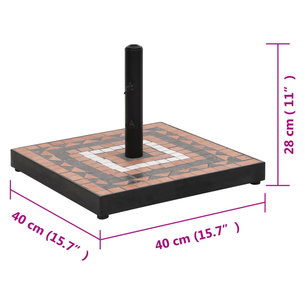 Parasollfot Terrakotta Og Hvit Firkantet 12 Kg