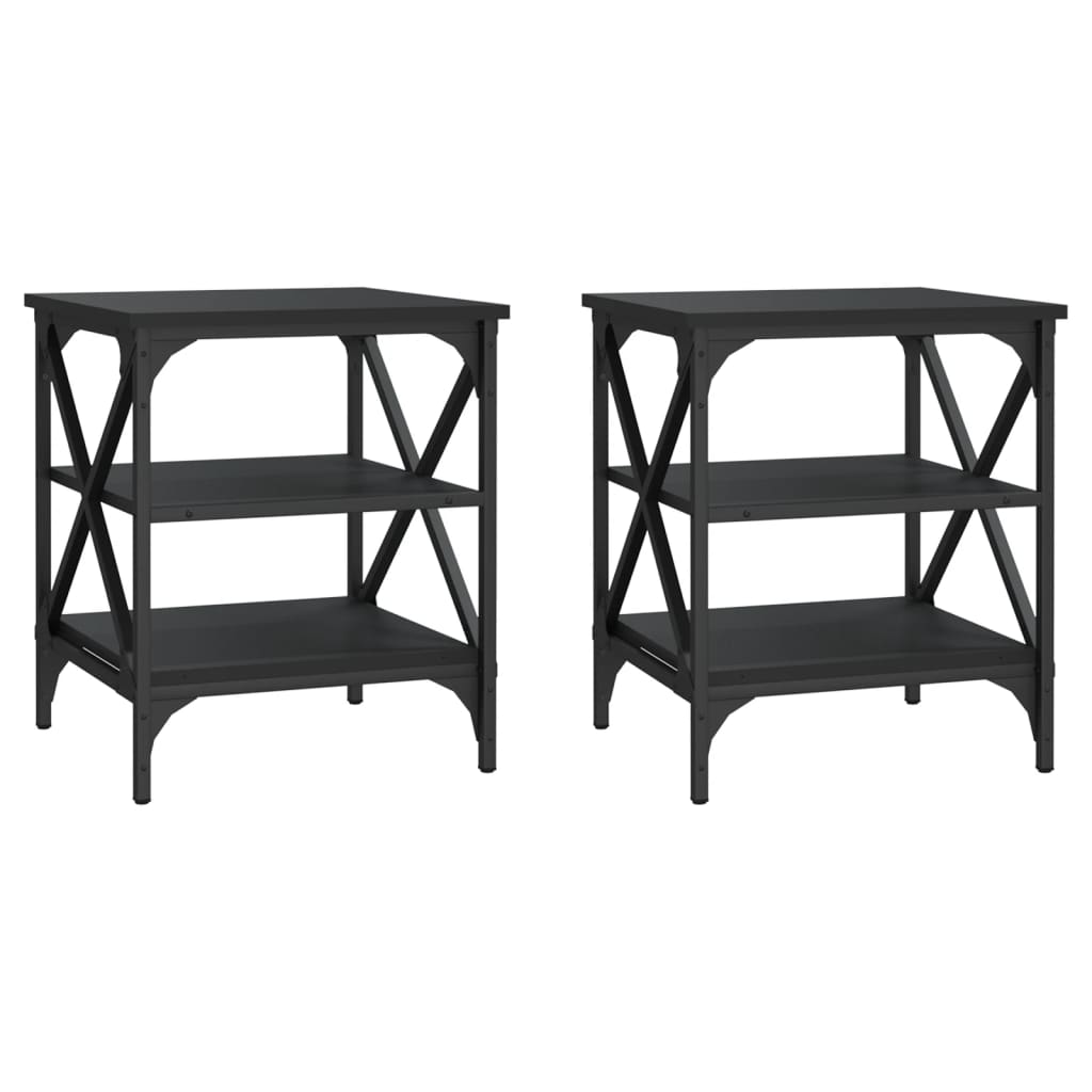 Sidebord 2 Stk Svart 40X42X50 Cm Konstruert Tre