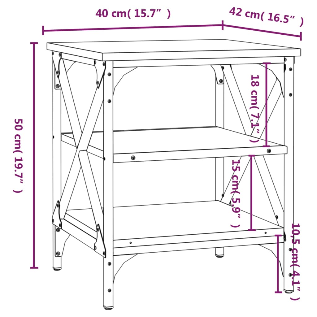 Sidebord 2 Stk Svart 40X42X50 Cm Konstruert Tre
