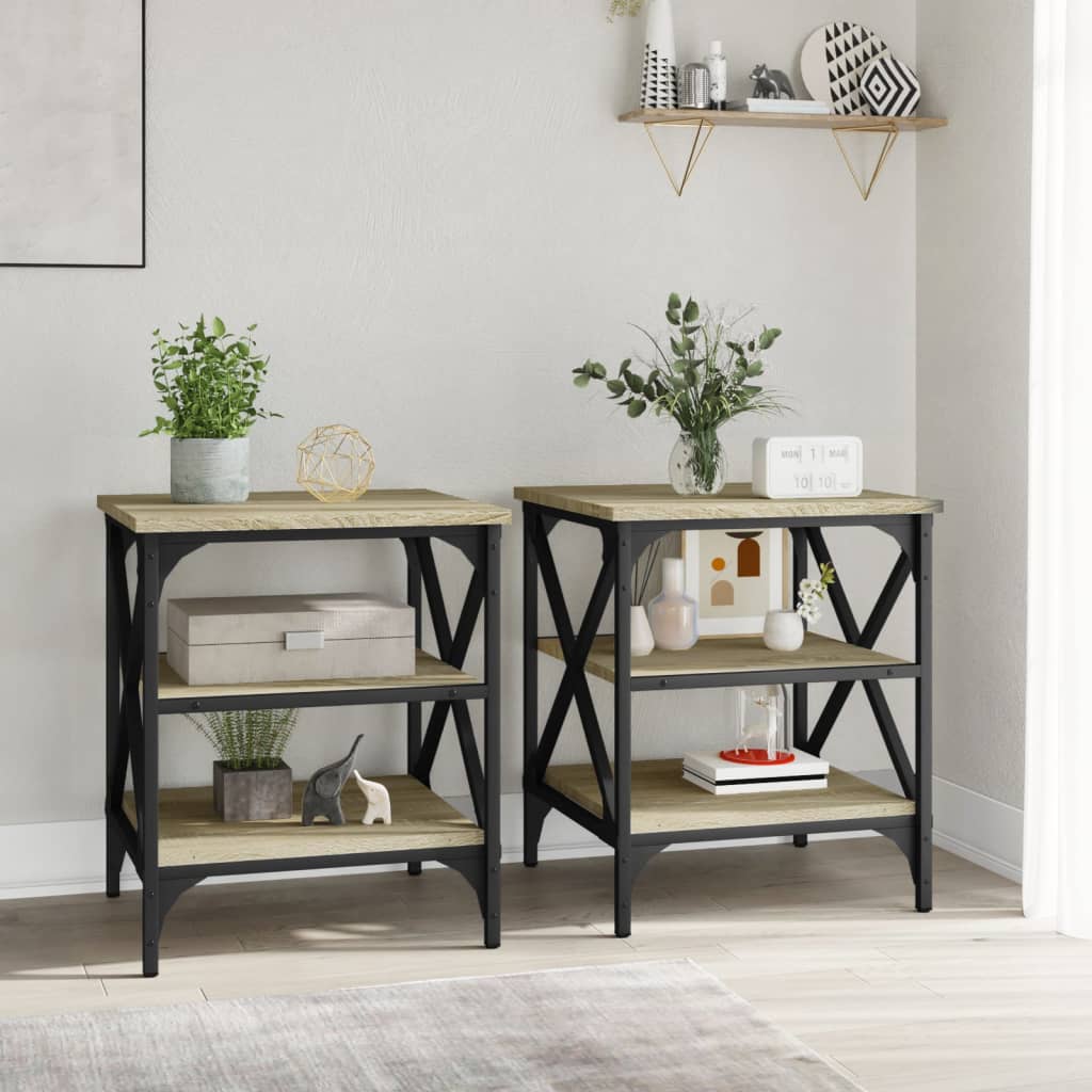 Sidebord 2 Stk Sonoma Eik 40X42X50 Cm Konstruert Tre
