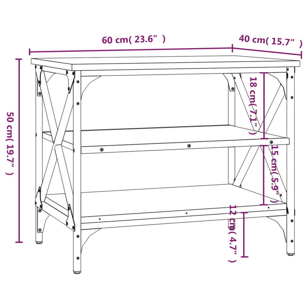 Tv-Benk Brun Eik 60X40X50 Cm Konstruert Tre