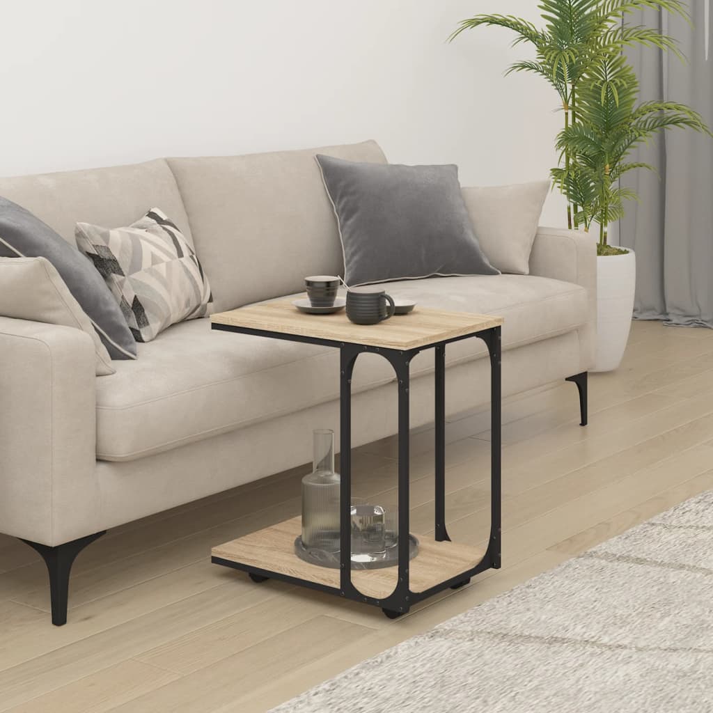 Sidebord Med Hjul Sonoma Eik 50X35X55,5 Cm Konstruert Tre