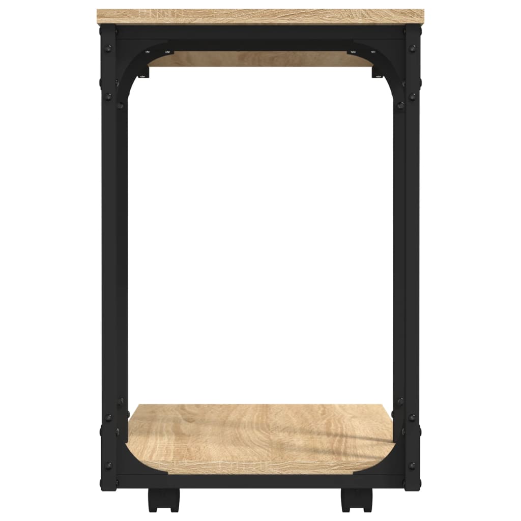 Sidebord Med Hjul Sonoma Eik 50X35X55,5 Cm Konstruert Tre