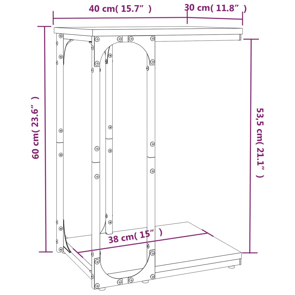 Sidebord Røkt Eik 40X30X60 Cm Konstruert Tre