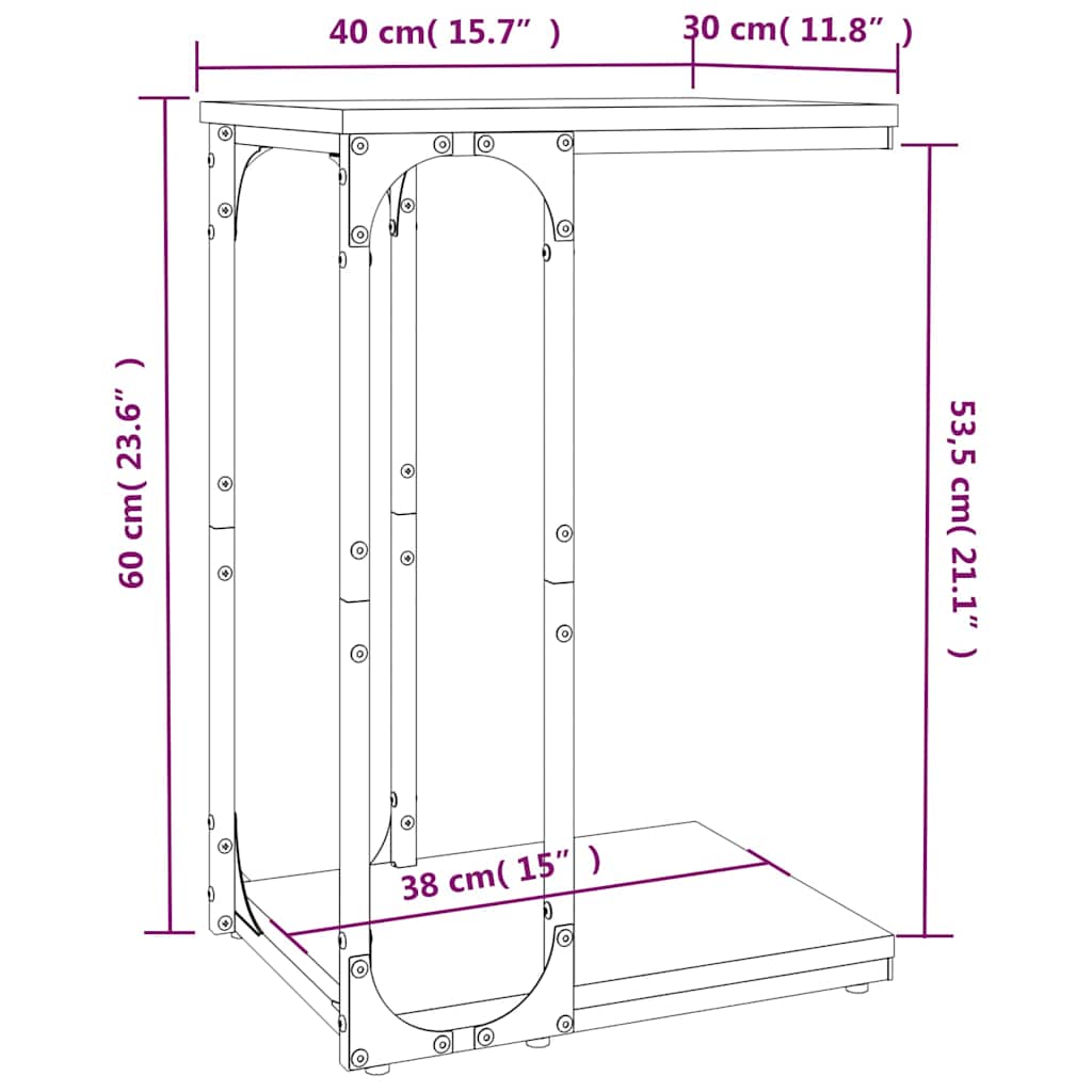 Sidebord Brun Eik 40X30X60 Cm Konstruert Tre