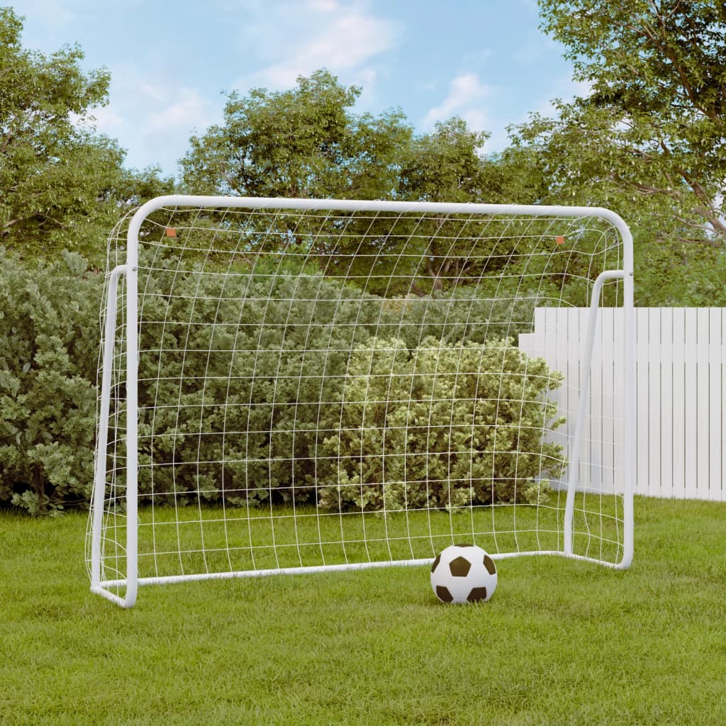 Fotballmål Med Nett Hvit 214X75X152 Cm Stål Og Polyester