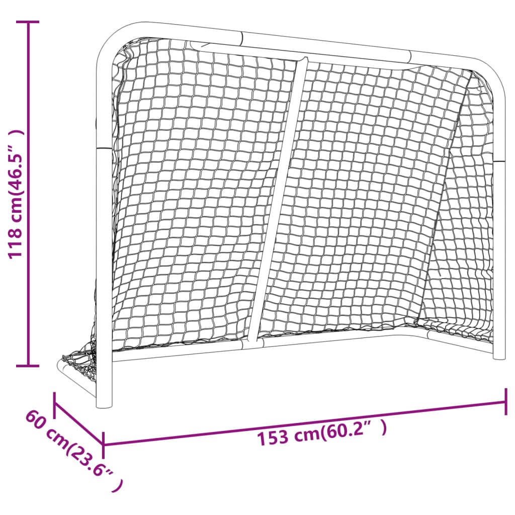 Hockeymål Med Nett Rød Og Hvit 153X60X118 Cm Stål Og Polyester