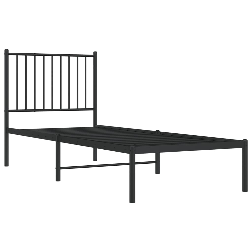 Sengeramme I Metall Med Hodegavl Svart 75X190 Cm
