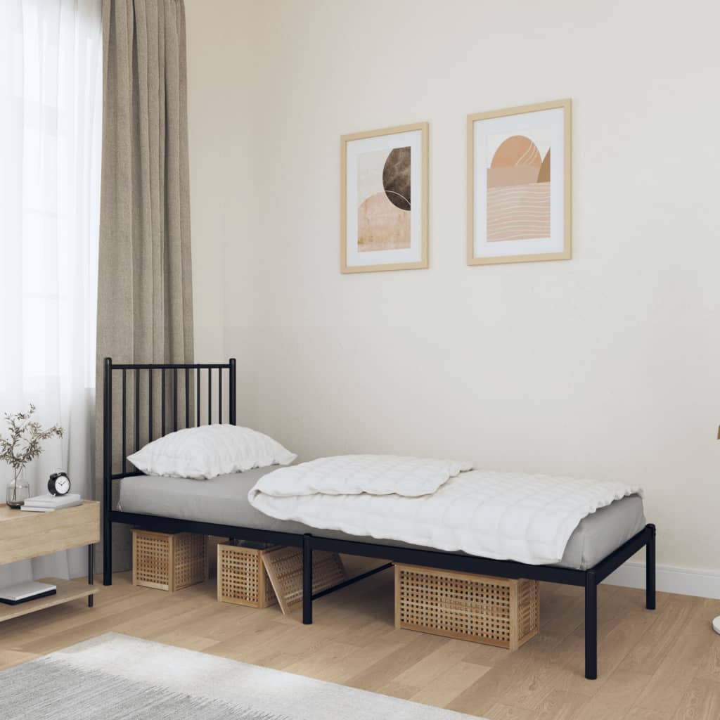 Sengeramme I Metall Med Hodegavl Svart 75X190 Cm
