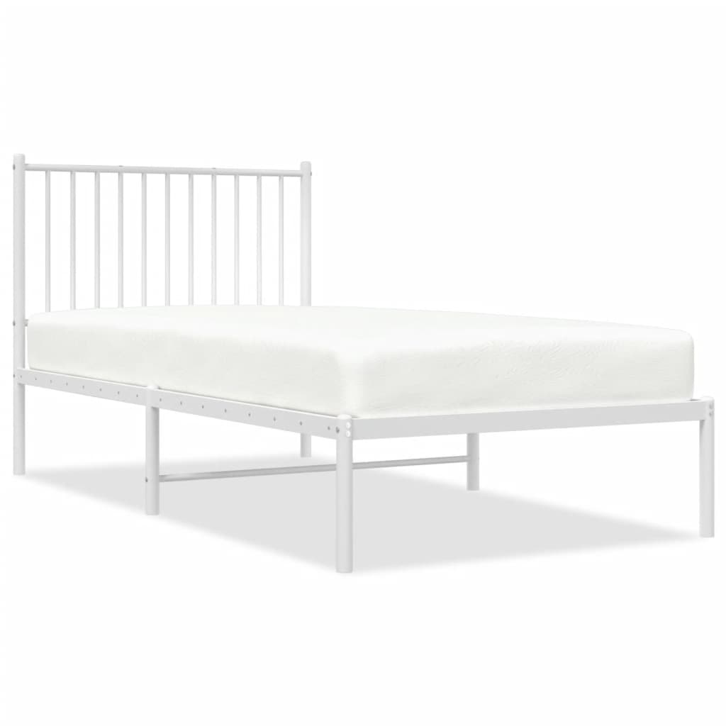 Sengeramme I Metall Med Hodegavl Hvit 90X190 Cm
