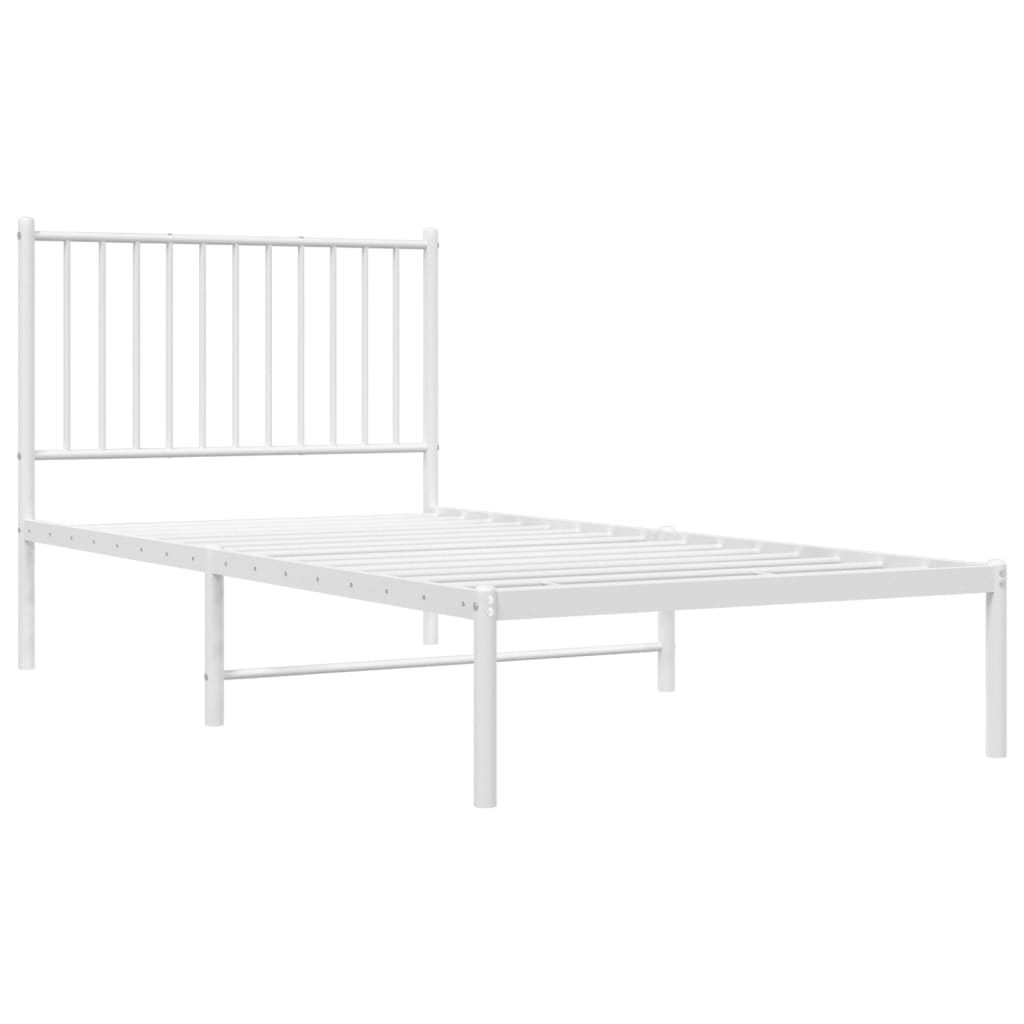 Sengeramme I Metall Med Hodegavl Hvit 90X190 Cm