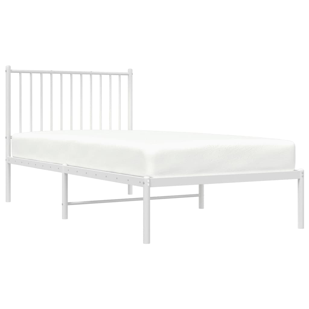 Sengeramme I Metall Med Hodegavl Hvit 90X190 Cm