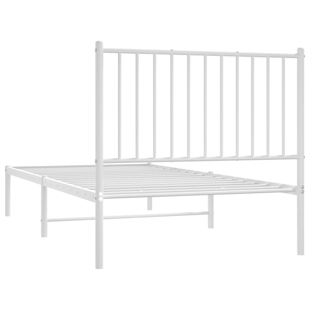 Sengeramme I Metall Med Hodegavl Hvit 90X190 Cm
