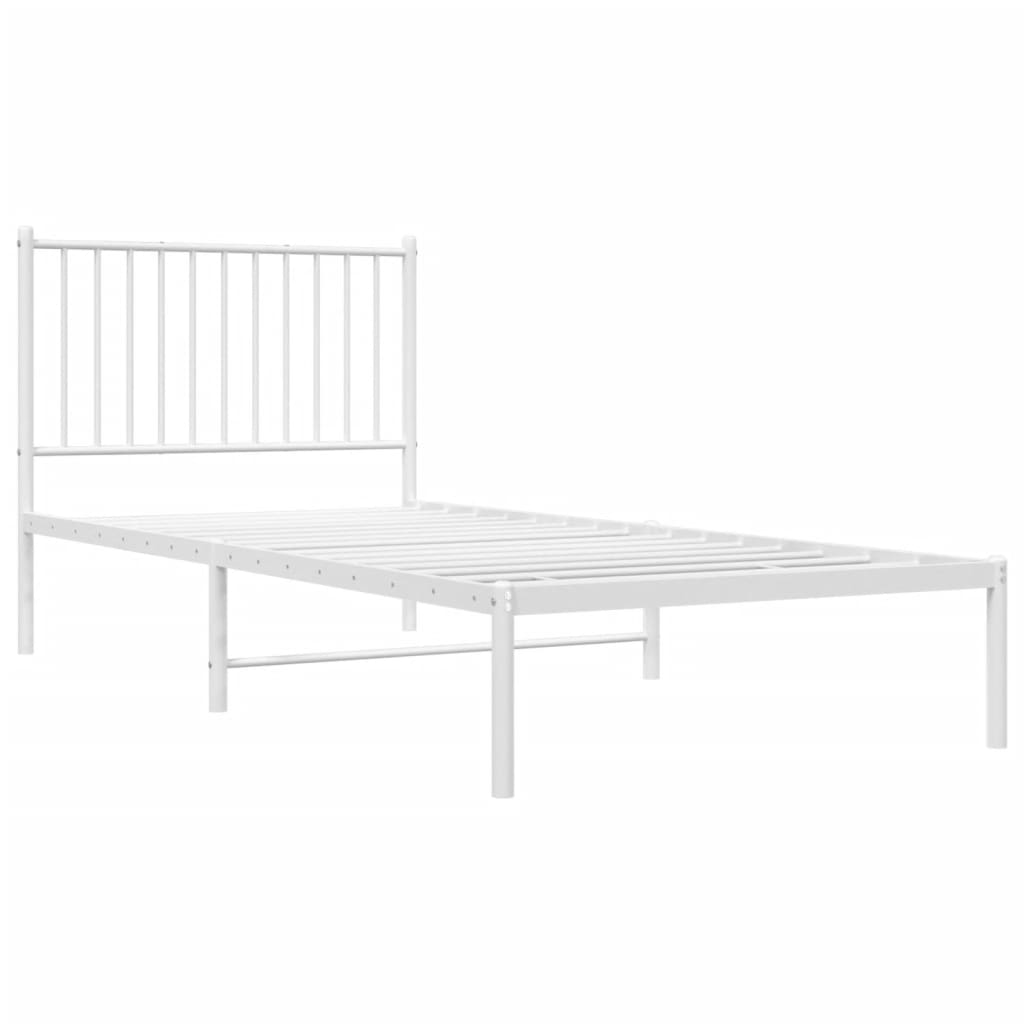 Sengeramme I Metall Med Hodegavl Hvit 90X200 Cm
