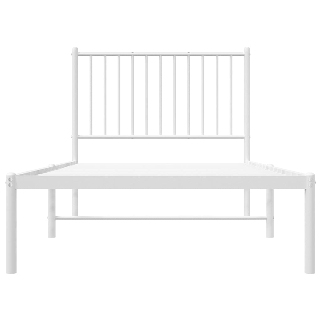 Sengeramme I Metall Med Hodegavl Hvit 90X200 Cm