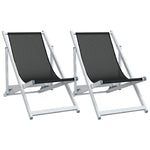 Sammenleggbare Strandstoler 2 Stk Svart Aluminium Og Textilene
