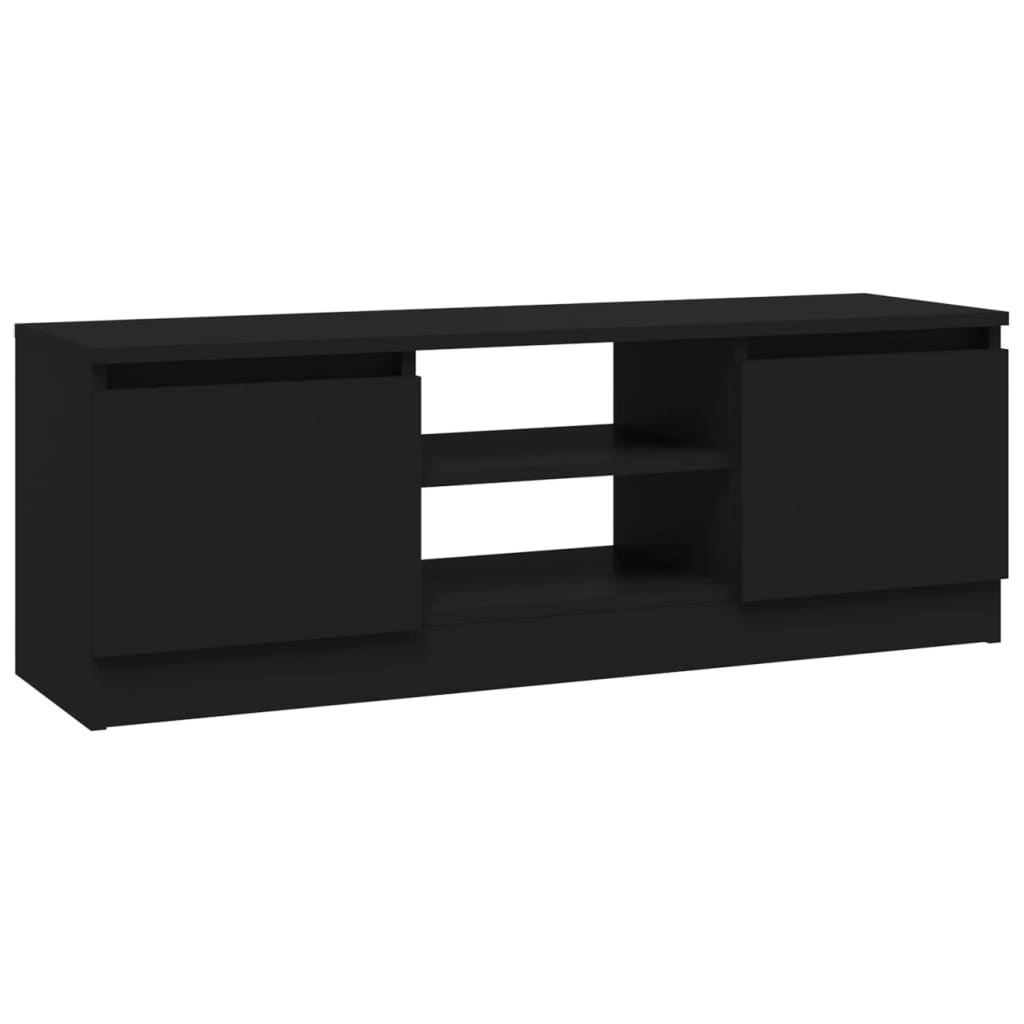 Tv-Benk Med Dør Svart 102X30X36 Cm