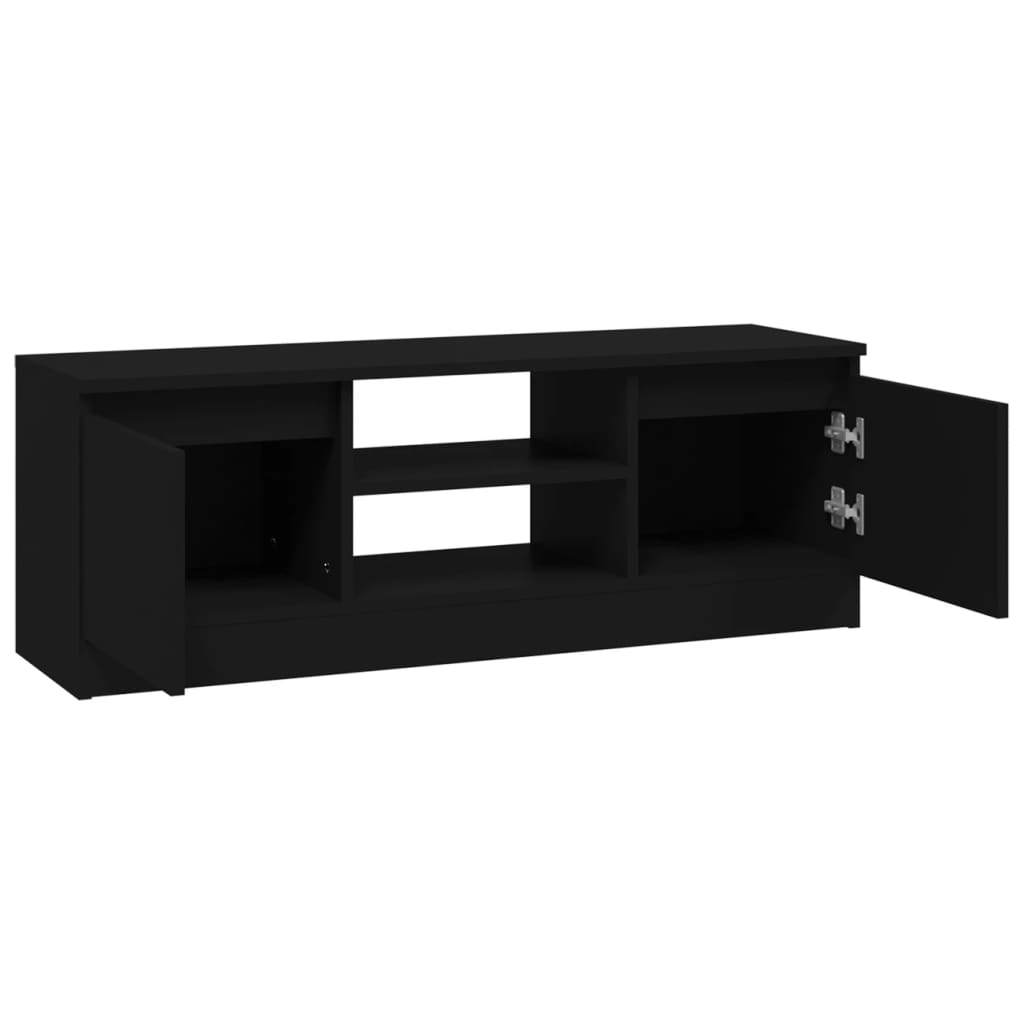 Tv-Benk Med Dør Svart 102X30X36 Cm