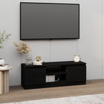 Tv-Benk Med Dør Svart 102X30X36 Cm
