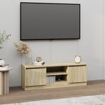 Tv-Benk Med Dør Sonoma Eik 102X30X36 Cm