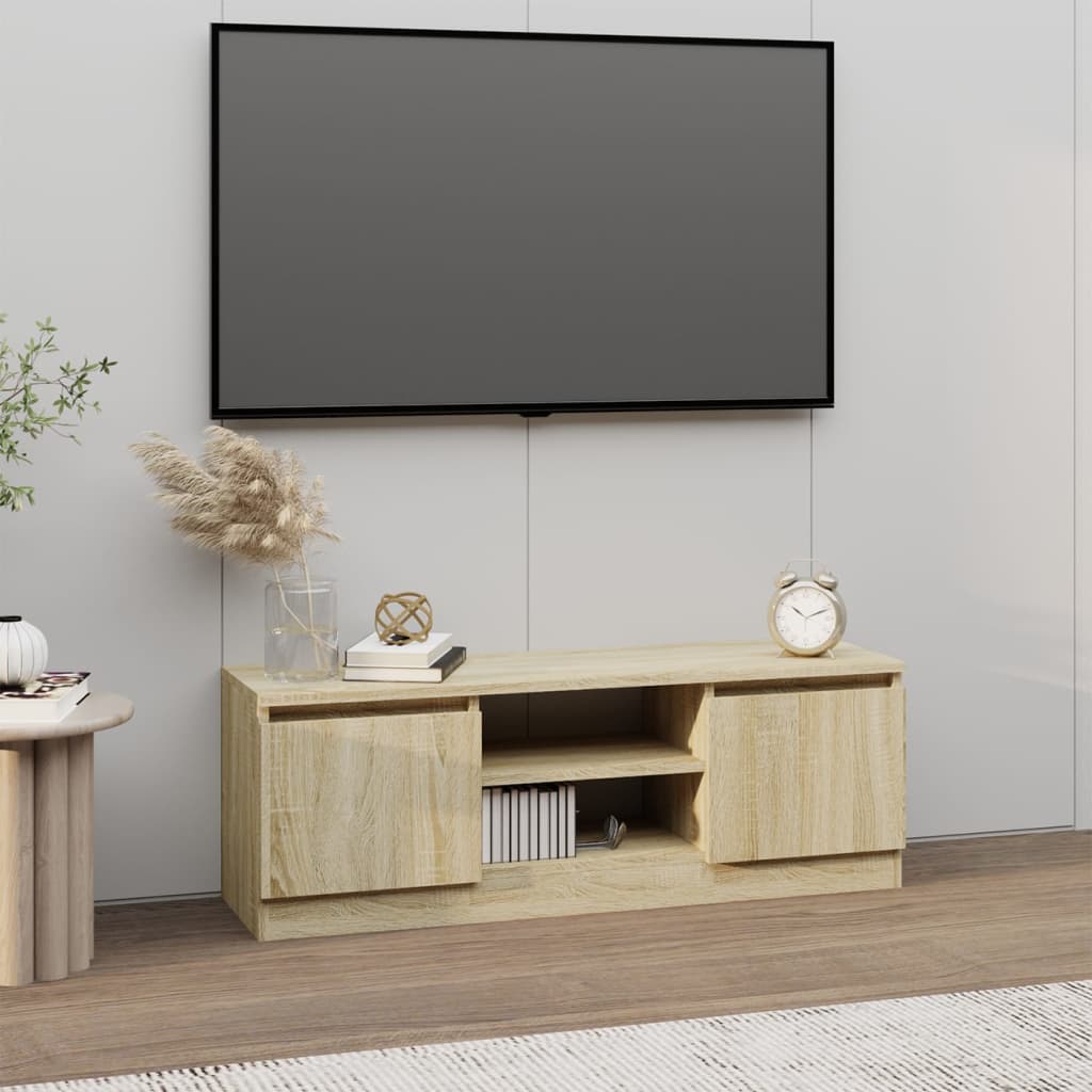 Tv-Benk Med Dør Sonoma Eik 102X30X36 Cm