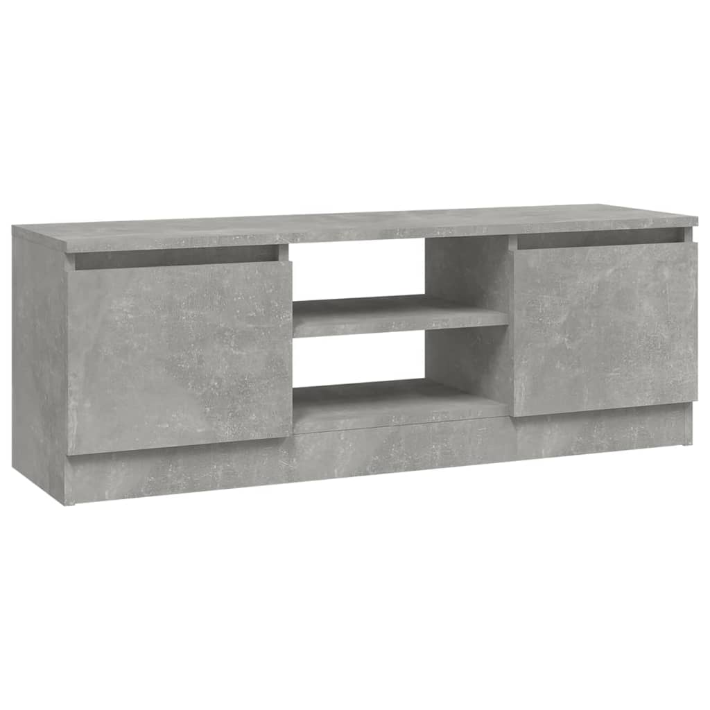 Tv-Benk Med Dør Betonggrå 102X30X36 Cm