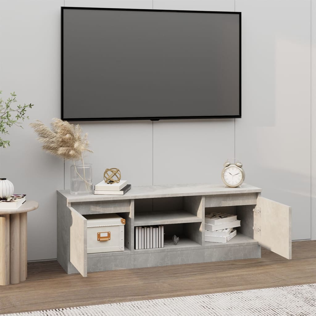Tv-Benk Med Dør Betonggrå 102X30X36 Cm