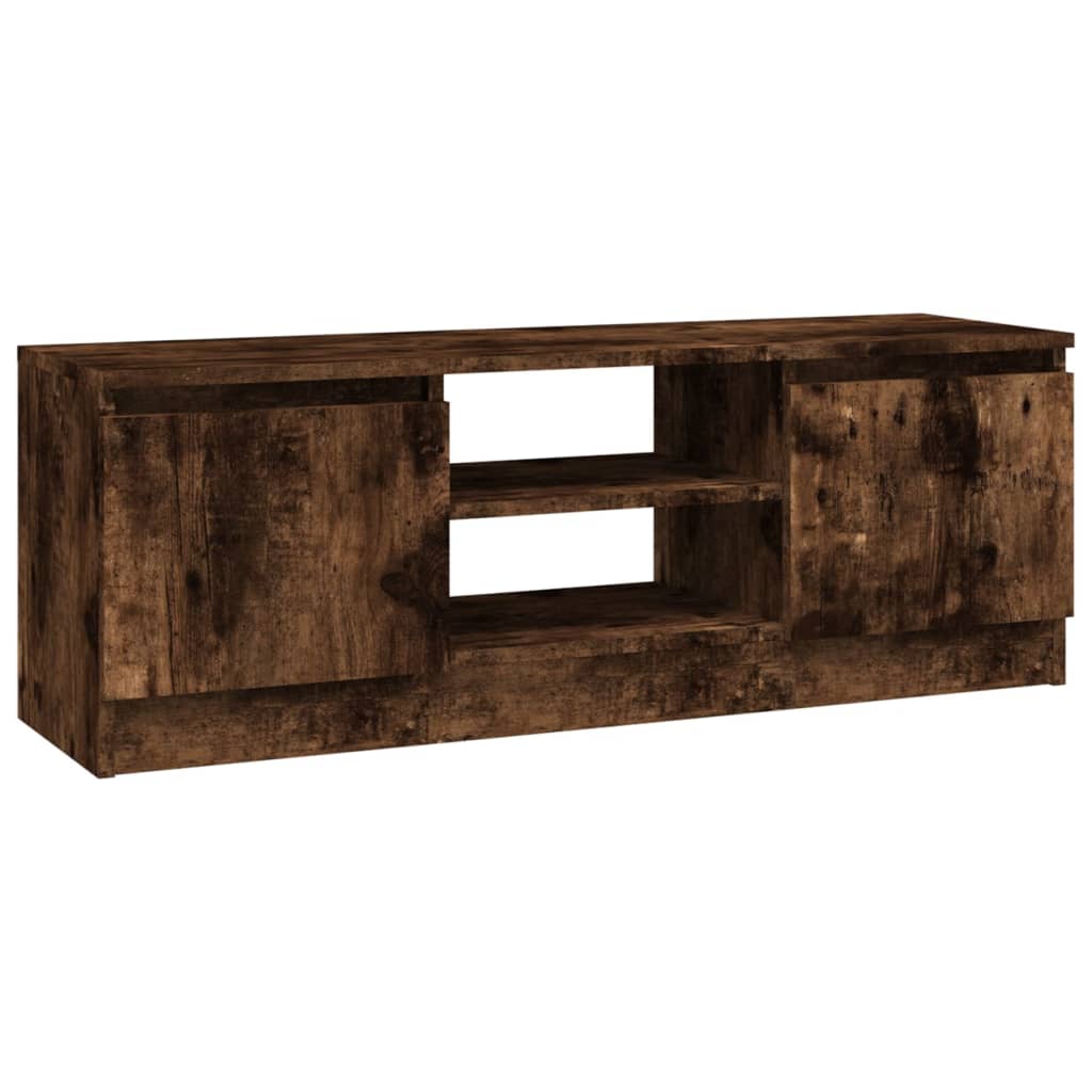 Tv-Benk Med Dør Røkt Eik 102X30X36 Cm
