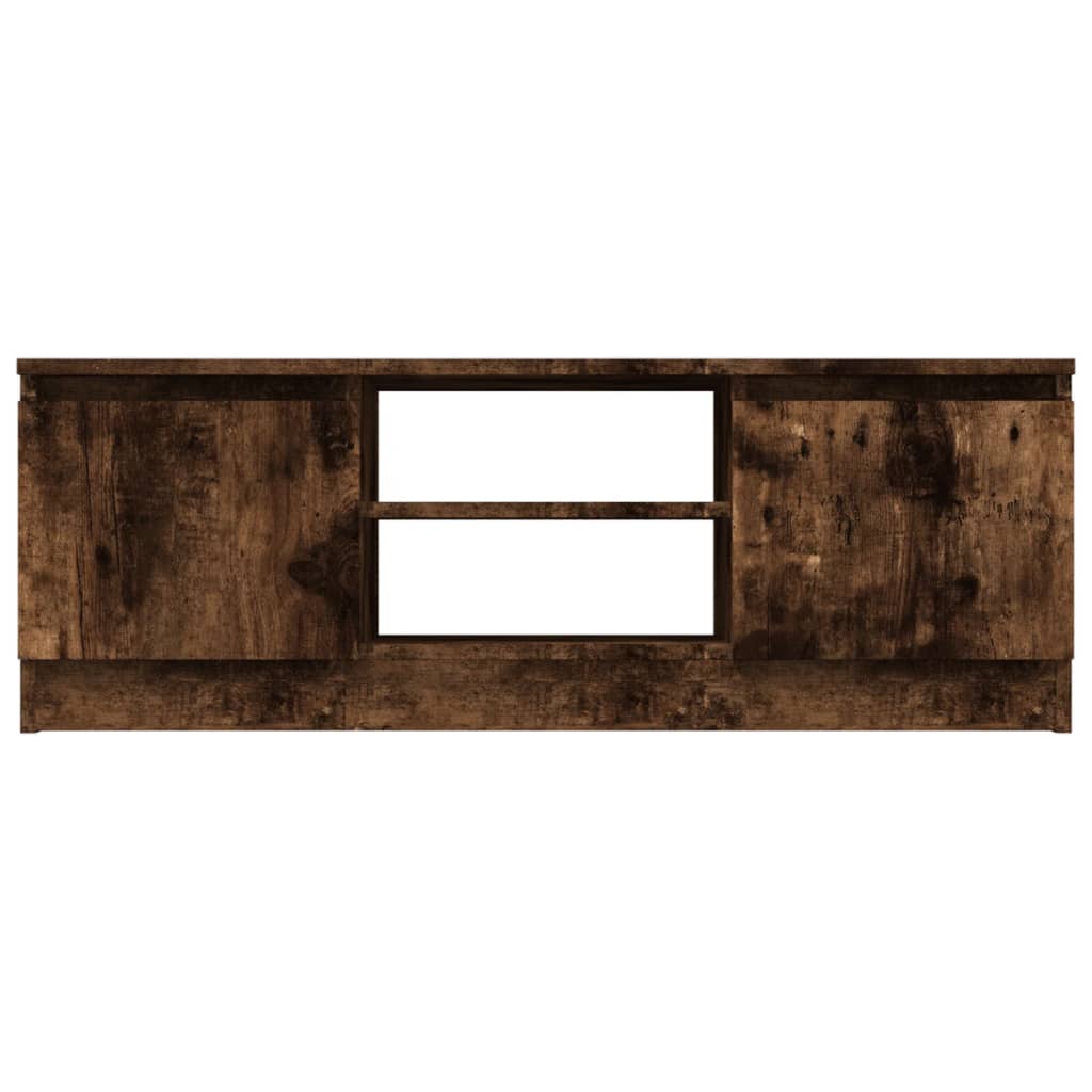 Tv-Benk Med Dør Røkt Eik 102X30X36 Cm