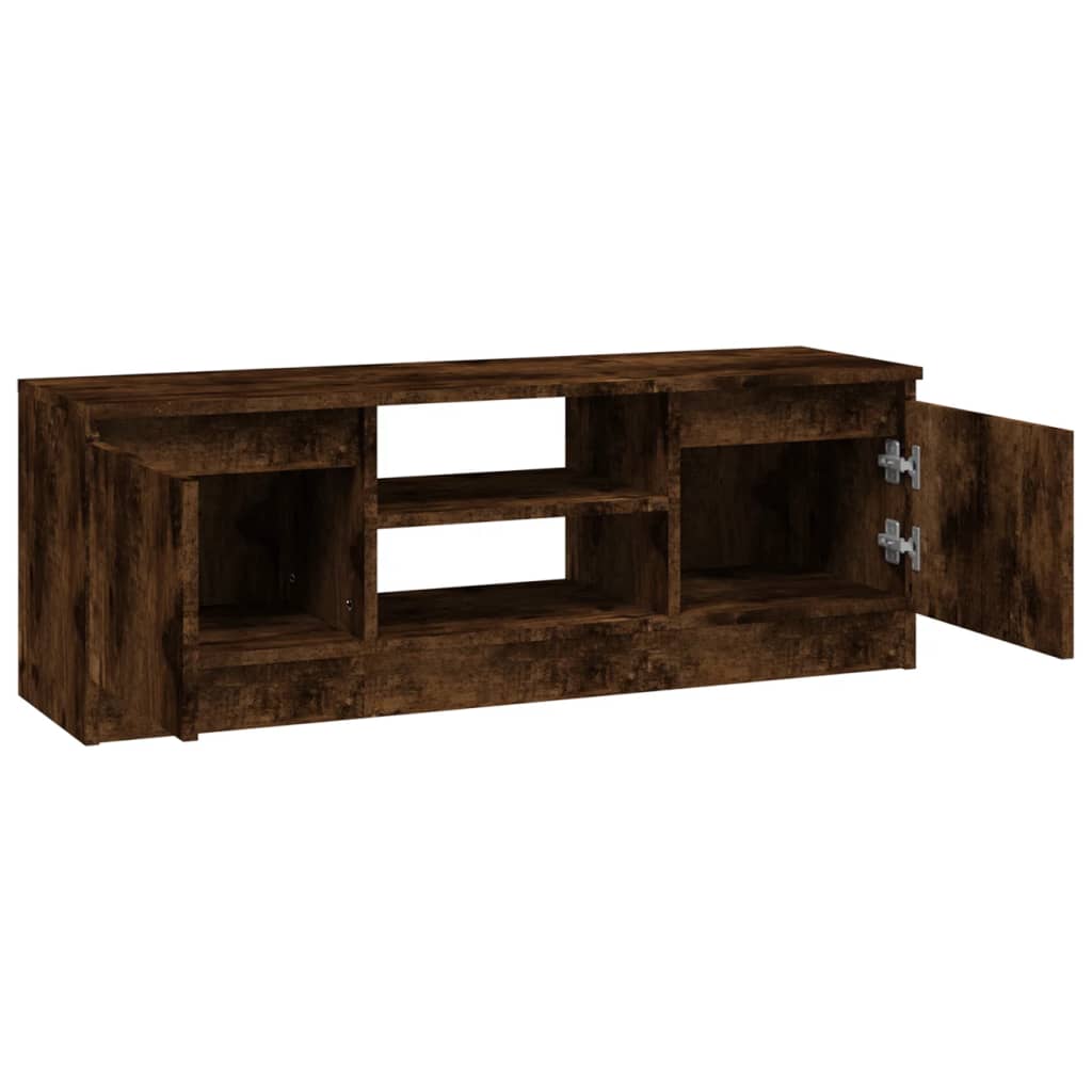 Tv-Benk Med Dør Røkt Eik 102X30X36 Cm