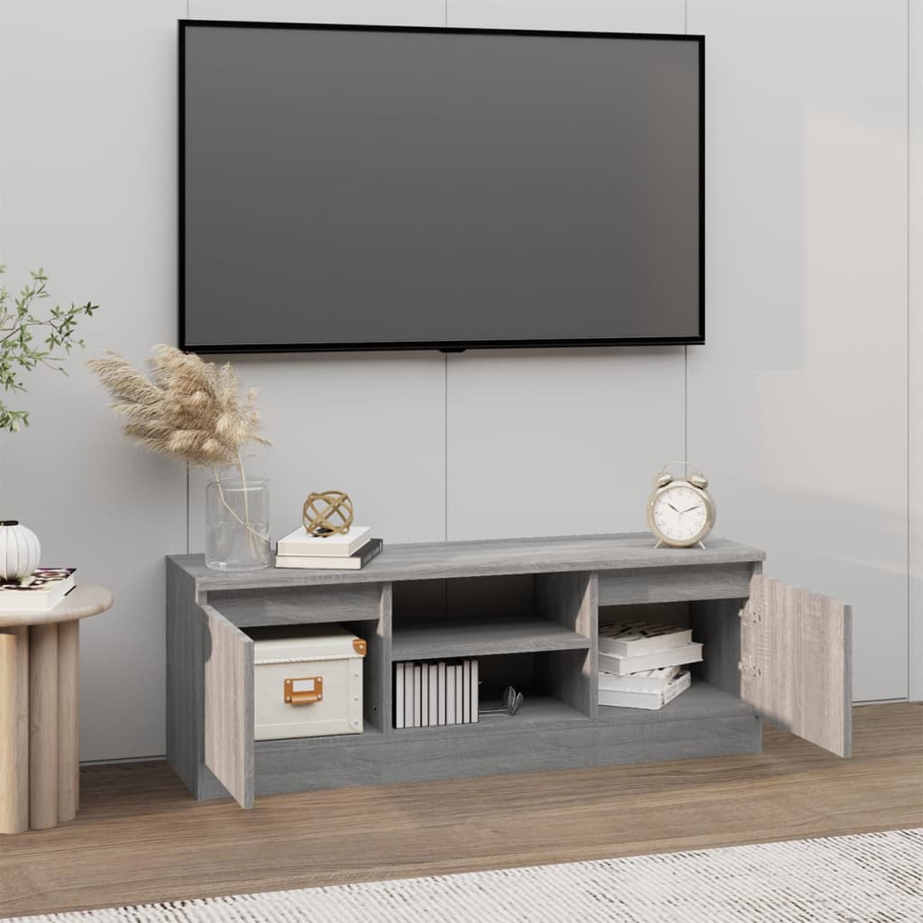 Tv-Benk Med Dør Grå Sonoma 102X30X36 Cm
