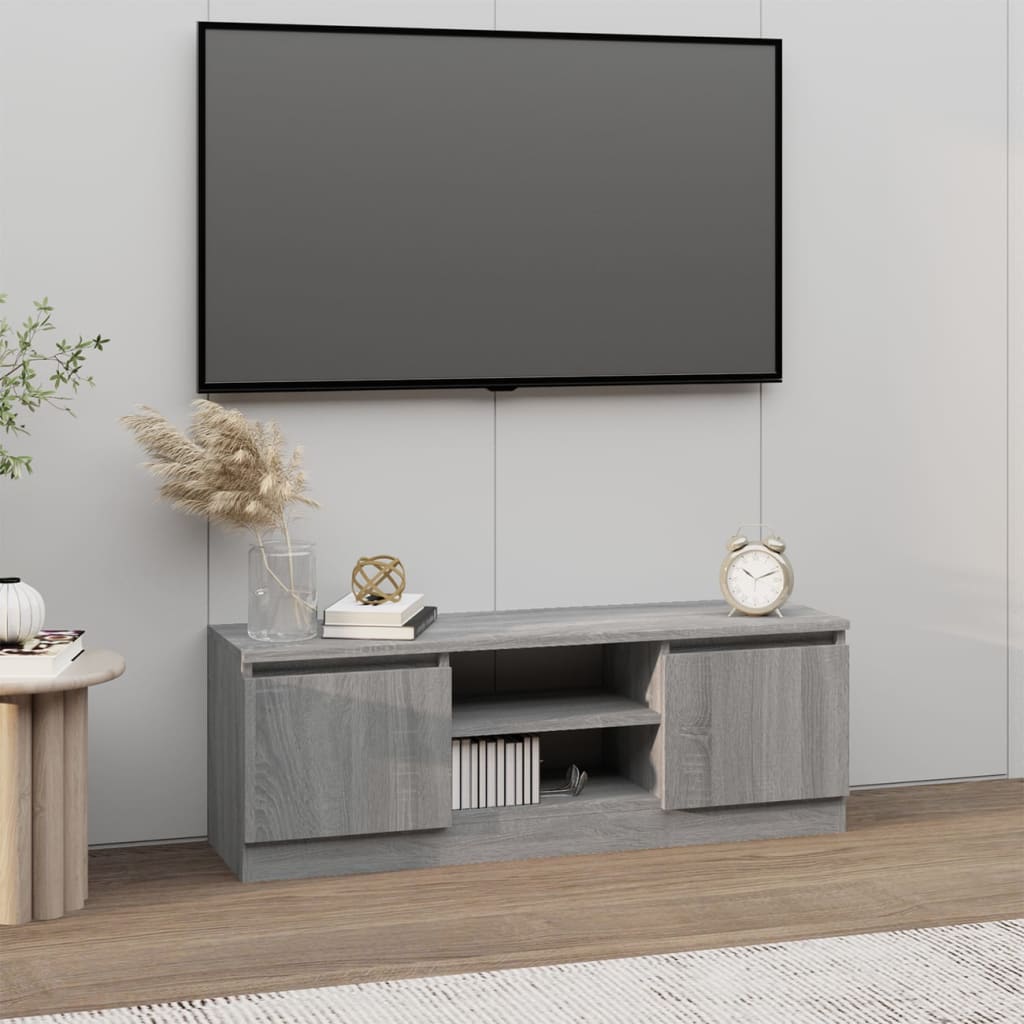 Tv-Benk Med Dør Grå Sonoma 102X30X36 Cm