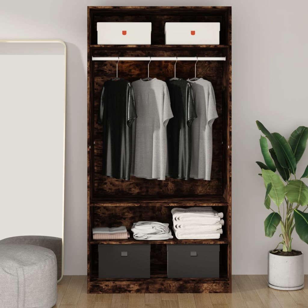 Garderobe Røkt Eik 100X50X200 Cm Konstruert Tre