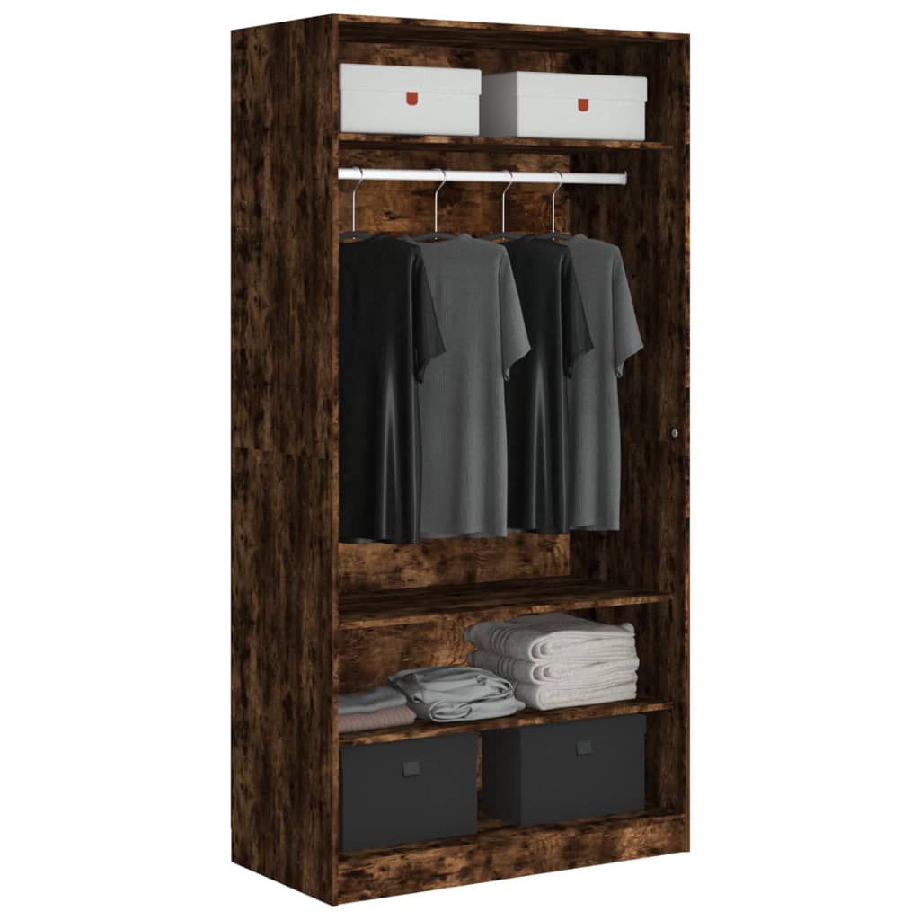 Garderobe Røkt Eik 100X50X200 Cm Konstruert Tre