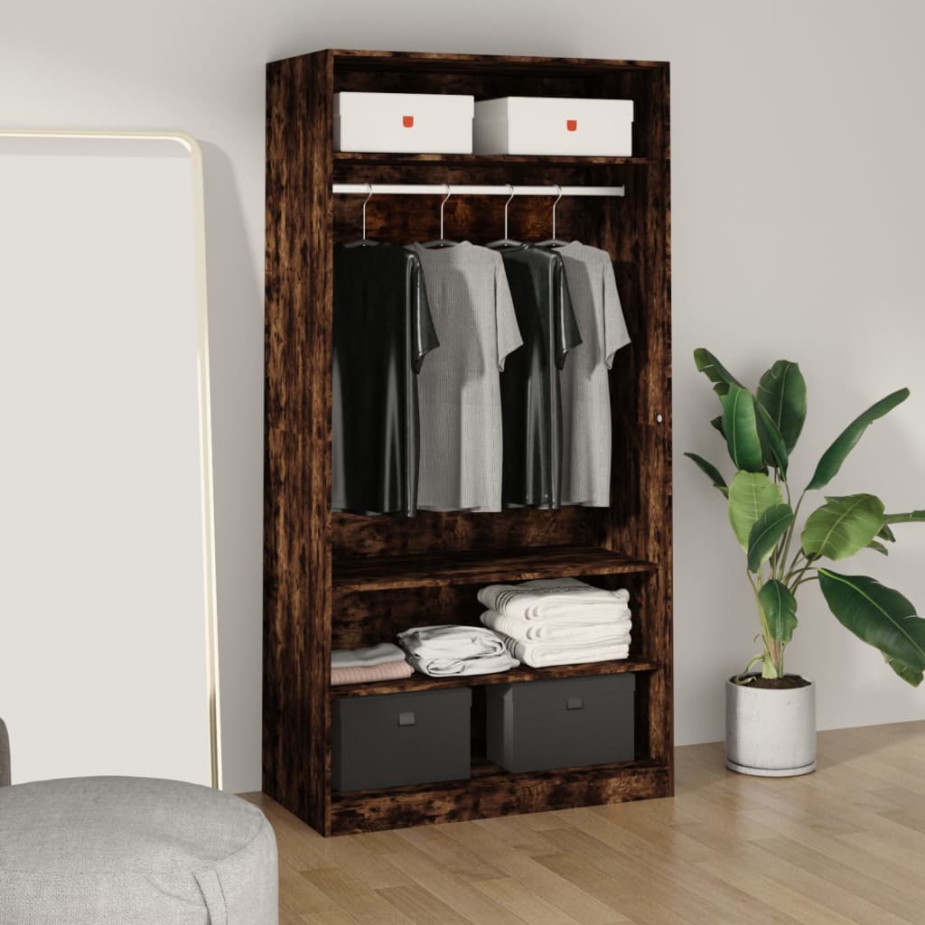 Garderobe Røkt Eik 100X50X200 Cm Konstruert Tre