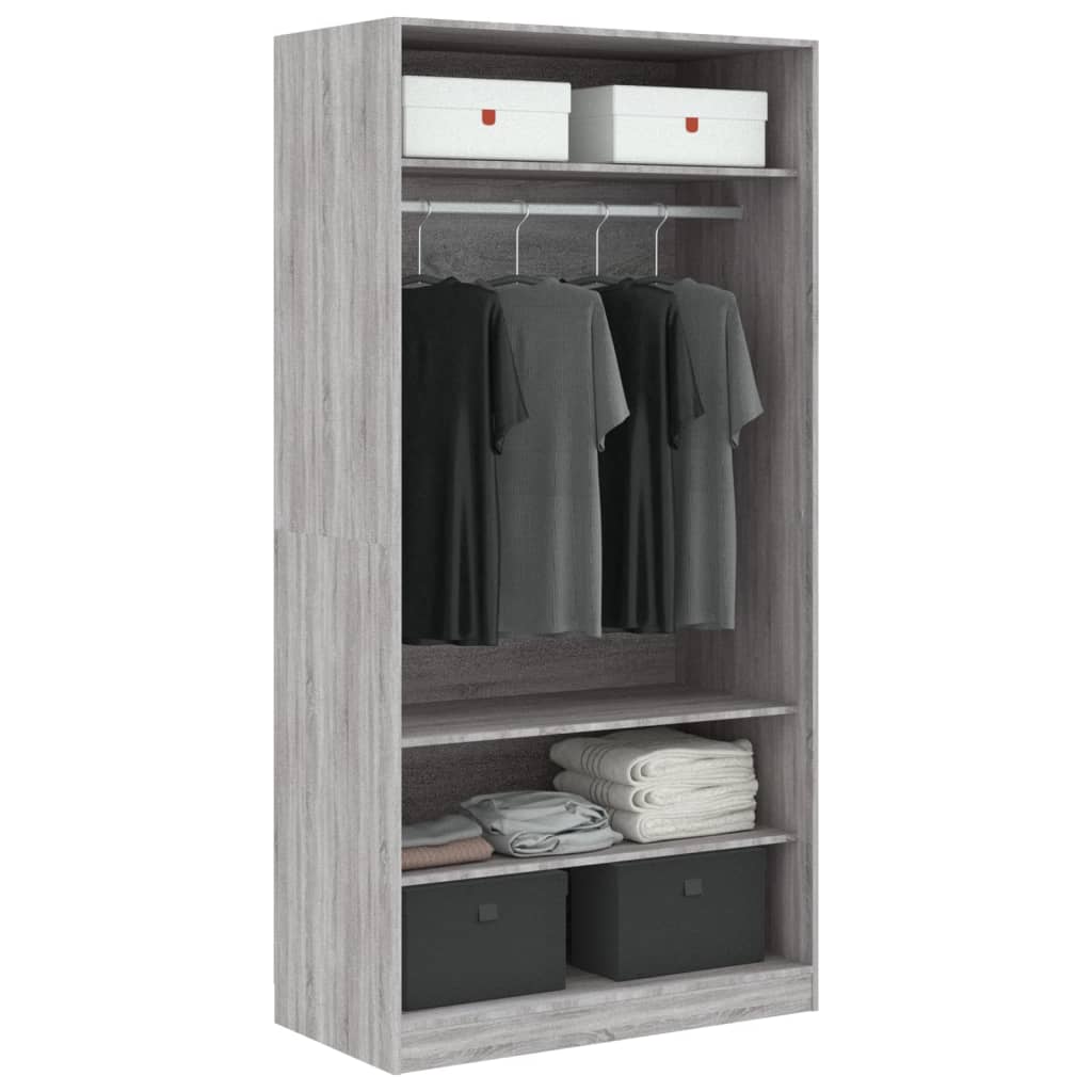 Garderobe Grå Sonoma 100X50X200 Cm Konstruert Tre