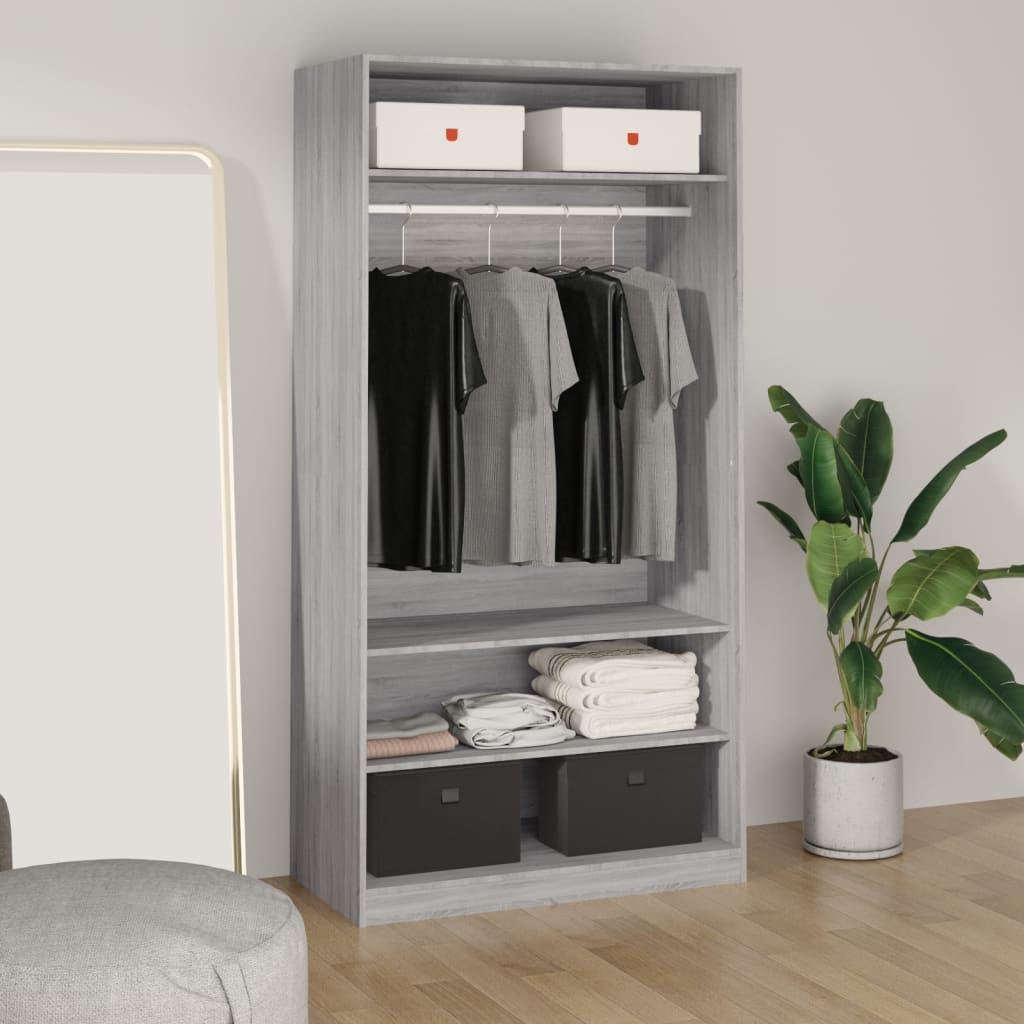Garderobe Grå Sonoma 100X50X200 Cm Konstruert Tre