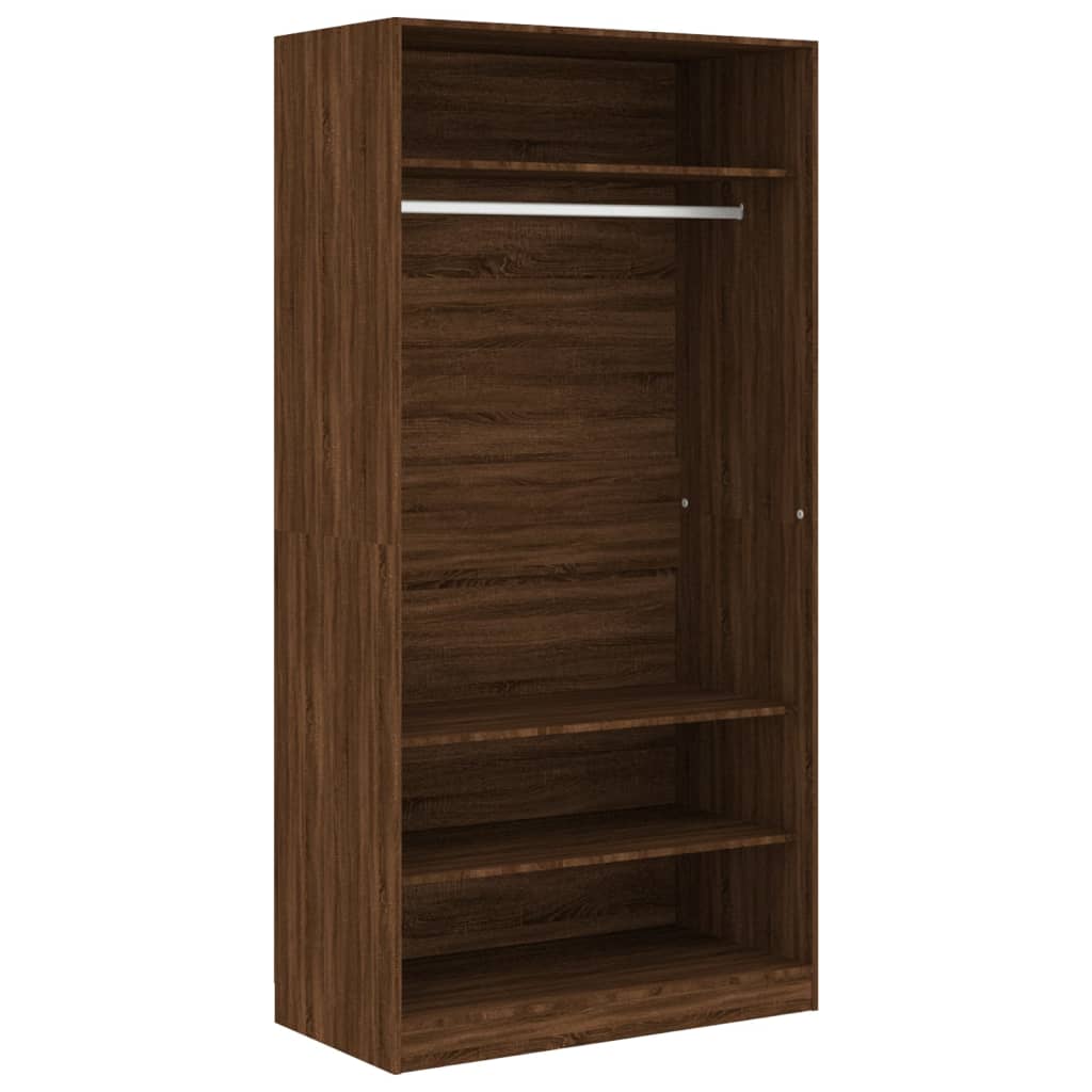 Garderobe Brun Eik 100X50X200 Cm Konstruert Tre