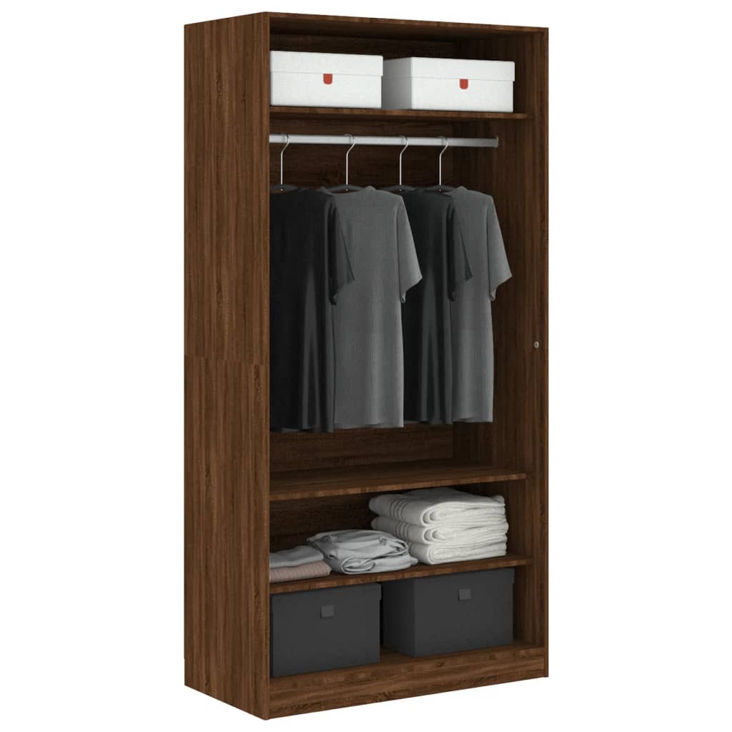 Garderobe Brun Eik 100X50X200 Cm Konstruert Tre