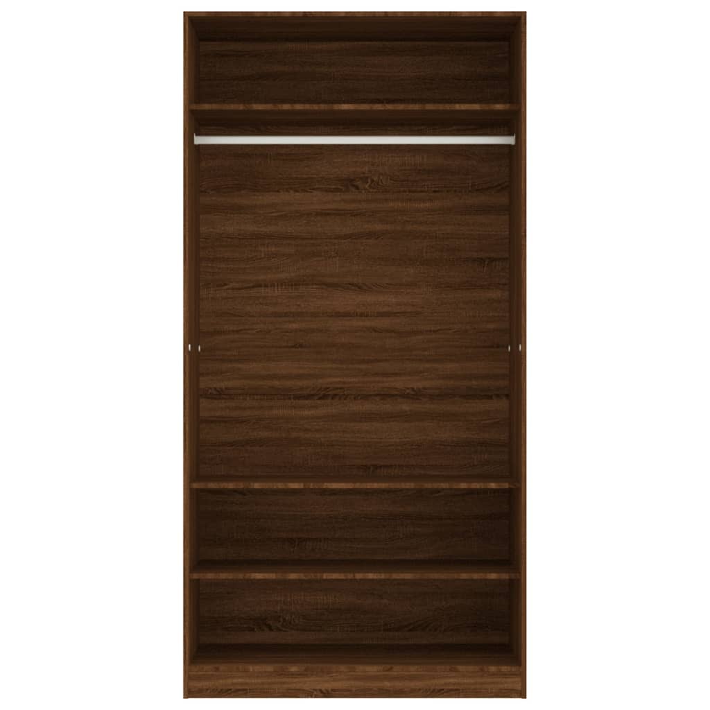 Garderobe Brun Eik 100X50X200 Cm Konstruert Tre