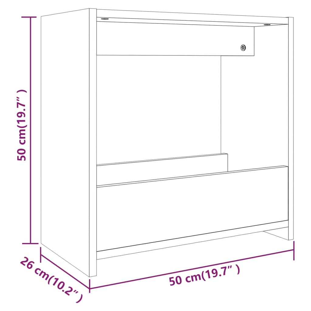 Sidebord Røkt Eik 50X26X50 Cm Konstruert Tre