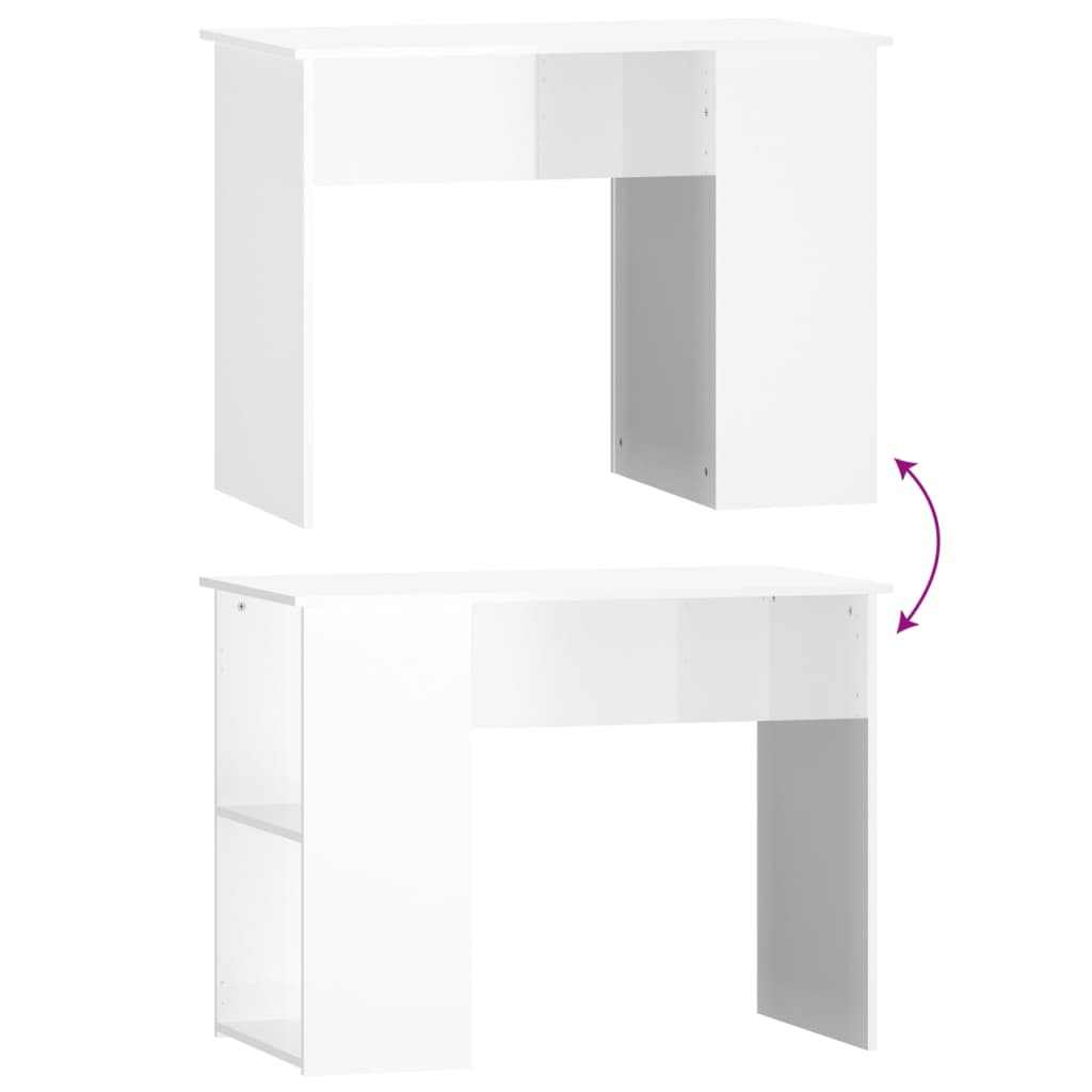Skrivebord Høyglans Hvit 100X55X75 Cm Konstruert Tre