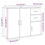 Skjenk Hvit 91X29,5X75 Cm Konstruert Tre