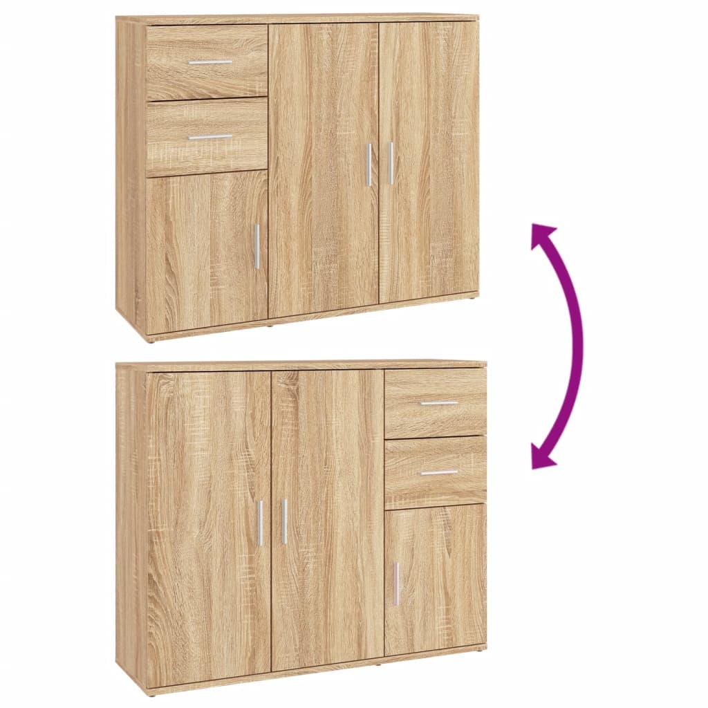 Skjenk Sonoma Eik 91X29,5X75 Cm Konstruert Tre