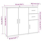 Skjenk Sonoma Eik 91X29,5X75 Cm Konstruert Tre