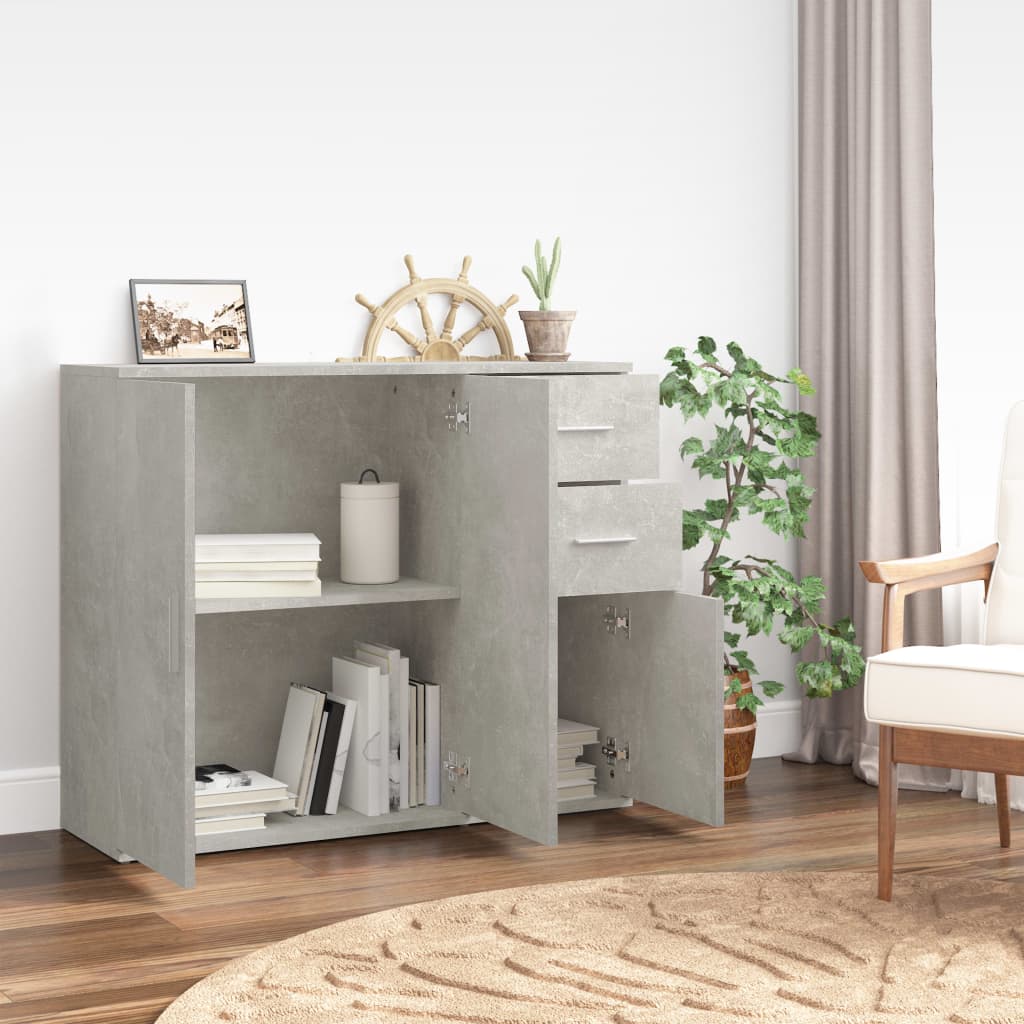 Skjenk Betonggrå 91X29,5X75 Cm Konstruert Tre