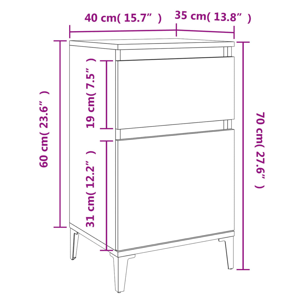Nattbord Sonoma Eik 40X35X70 Cm