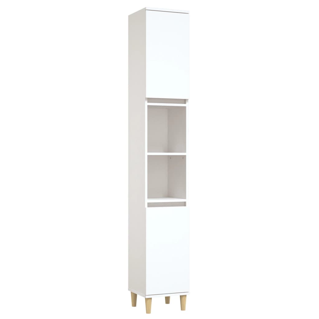 Baderomsskap Hvit 30X30X190 Cm Konstruert Tre