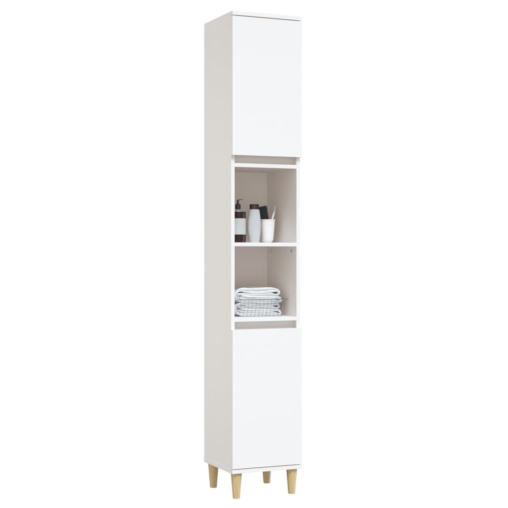 Baderomsskap Hvit 30X30X190 Cm Konstruert Tre
